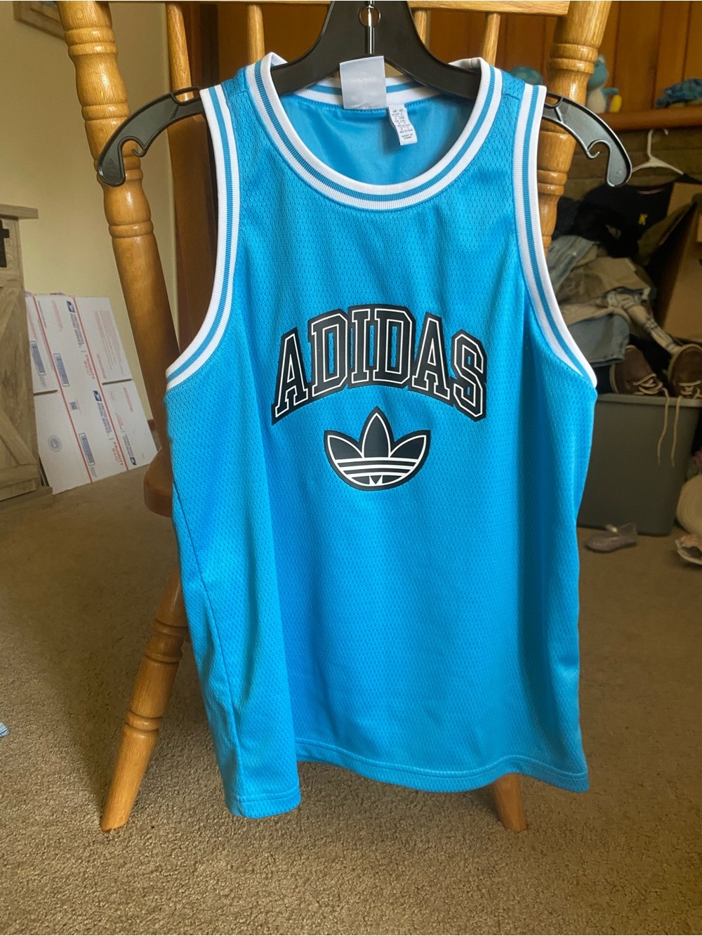 Adidas Originals Youth Boys Large Light Blue Mesh Basketball Jersey